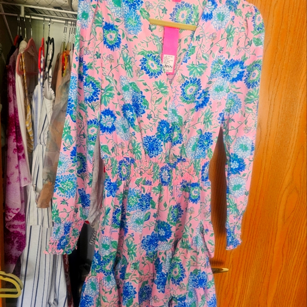 Lilly Pulitzer Pink and Green Floral Dress